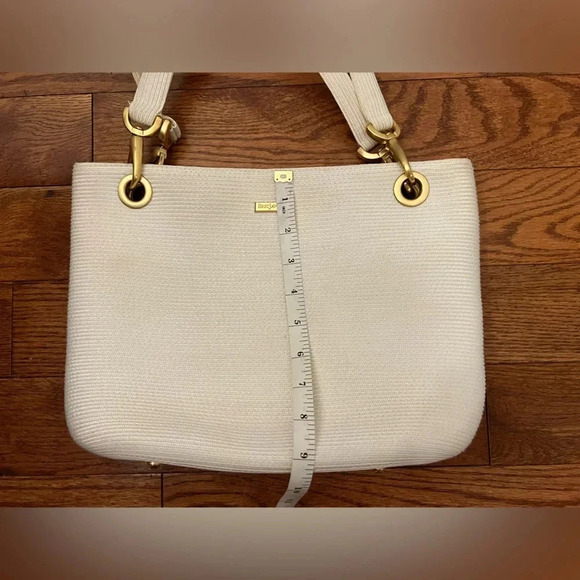 Eric Javits Women's Squishee Tote White Classic Double Strap Gold Hardware - Picture 14 of 16